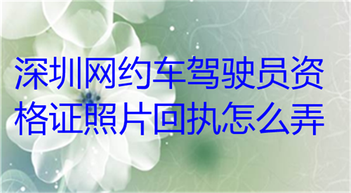 深圳网约车驾驶员资格证照片回执怎么弄