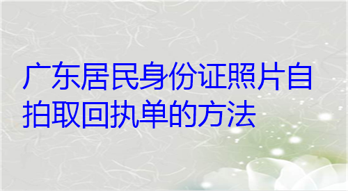 广东居民身份证照片自拍取回执单的方法