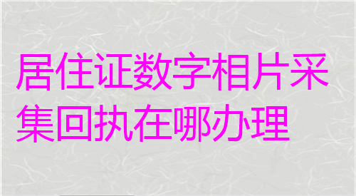 居住证数字相片采集回执地哪办理