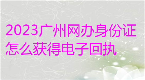 2024广州网上办理身份证么获得电子回执