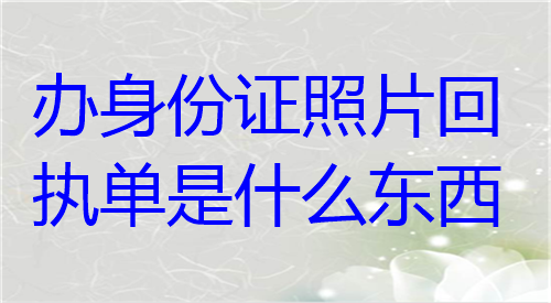 办理身份证照片回执单是什么东西