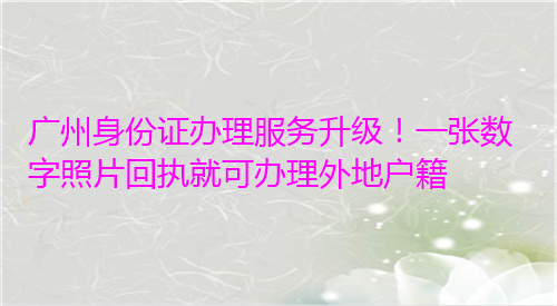 广州身份证办理服务升级，一张数字照片回执就可以办理外地户籍