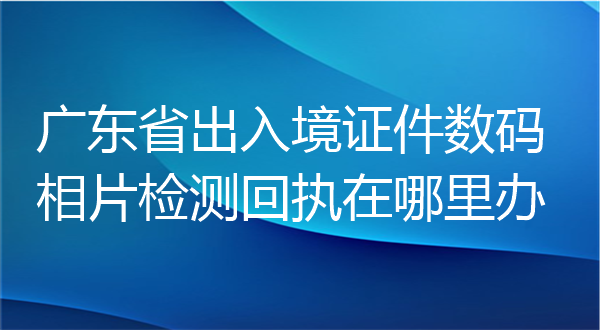 广东省出入境证件数码相片检测回执在哪里办